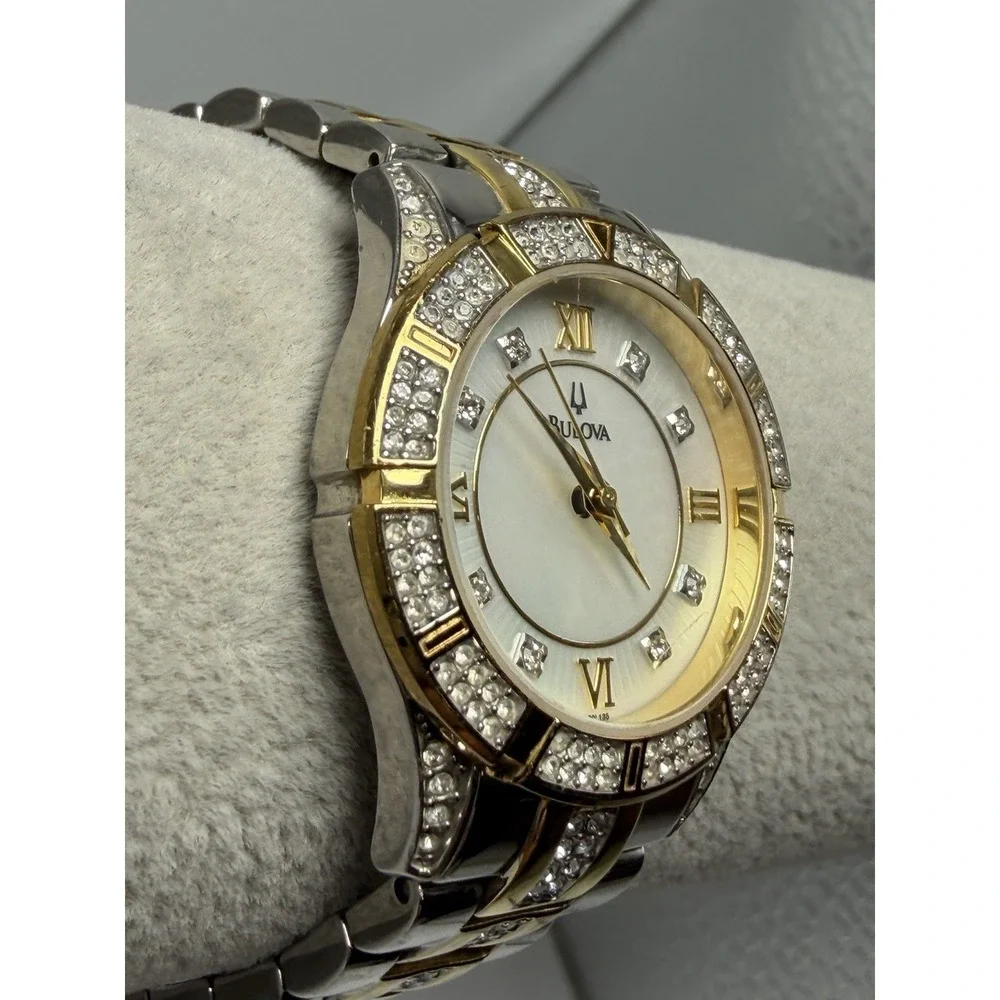 Bulova 98L135 New Battery Ladies MOP Watch 30MM 7.25